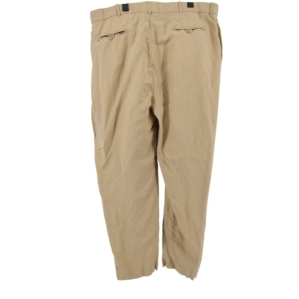 Vintage Polo Ralph‎ Lauren Linen Silk Pleated Pants Tan Mens 36x31 Slacks